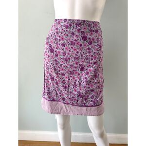 Vintage 90s Purple Floral Mini Skirt Gingham Hem Y2K Coquette Fairycore Size 5/6